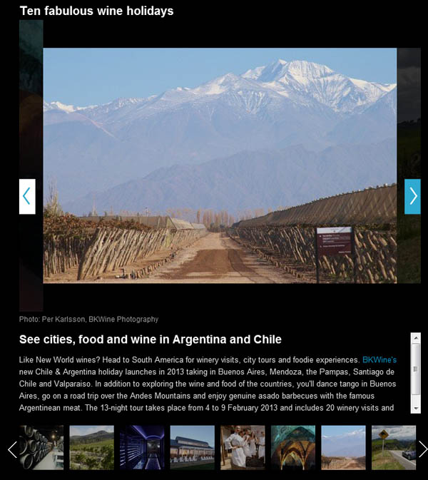 AOL Travel om de bästa vinresorna, Chile, Argentina