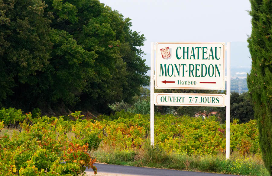 Skylt till Chateau Mont Redon, Chateauneuf-du-Pape