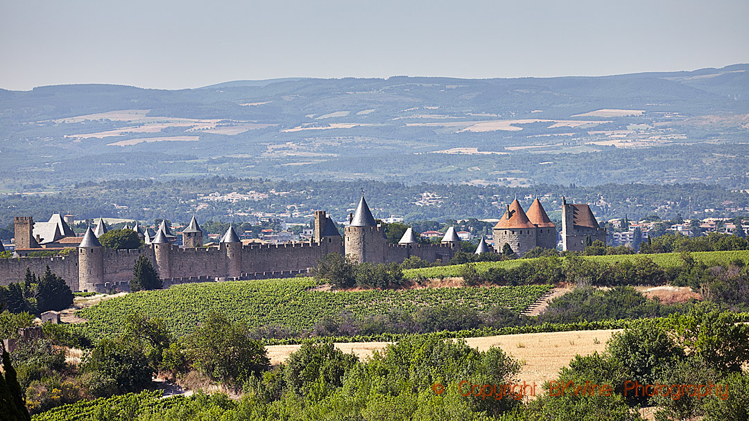 Den gamla medeltida staden Carcassonne i Languedoc