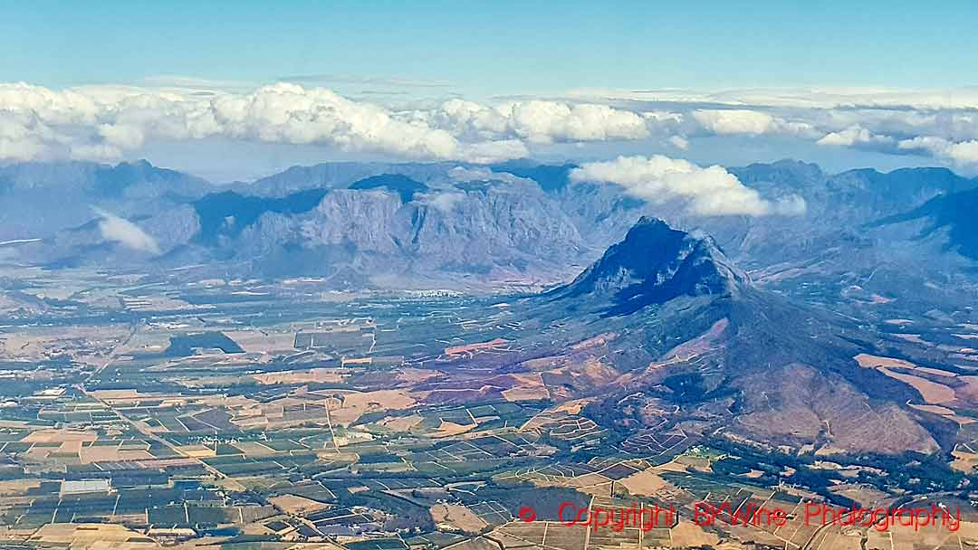 Flygfoto över vingårdarna i Sydafrika